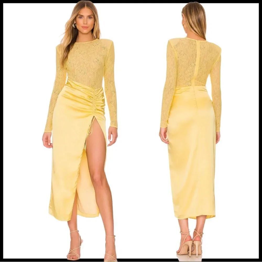 NBD Farah Midi Dress in Yellow Size Large
